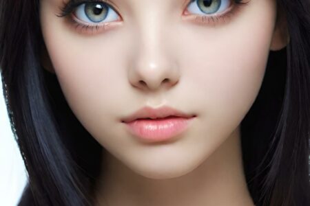 AI girl with black hair wallpaper
