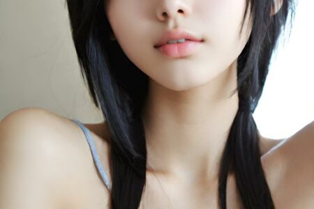 AI girl with black hair wallpaper