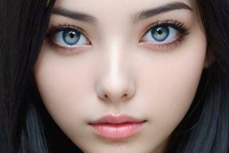 AI girl with black hair wallpaper