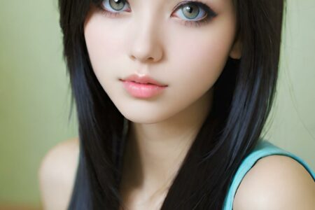AI girl with black hair wallpaper