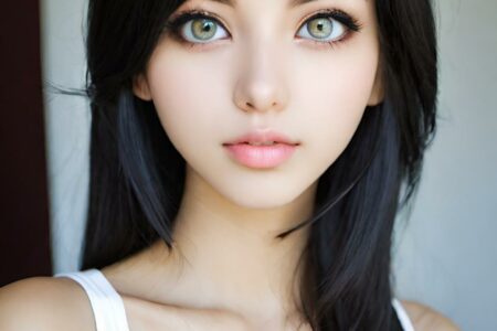 AI girl with black hair wallpaper