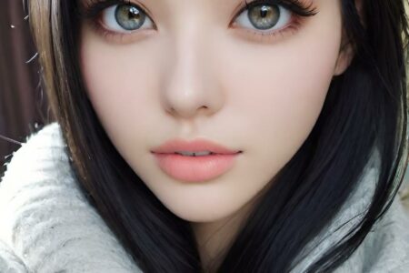 AI girl with black hair wallpaper
