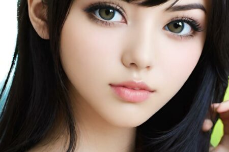 AI girl with black hair wallpaper