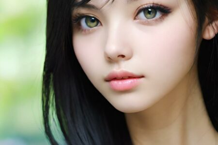 AI girl with black hair wallpaper
