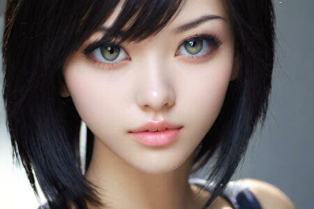 AI girl with black hair wallpaper