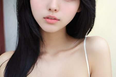 AI girl with black hair wallpaper