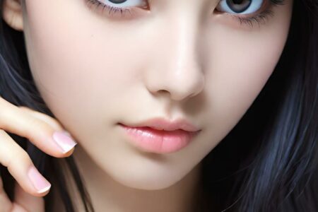 AI girl with black hair wallpaper