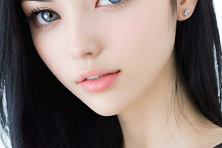 AI girl with black hair wallpaper