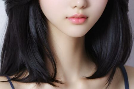 AI girl with black hair wallpaper