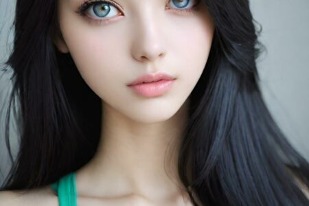 AI girl with black hair wallpaper