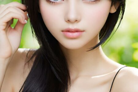 AI girl with black hair wallpaper