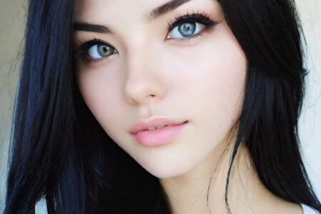 AI girl with black hair wallpaper