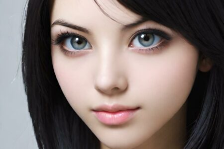 AI girl with black hair wallpaper