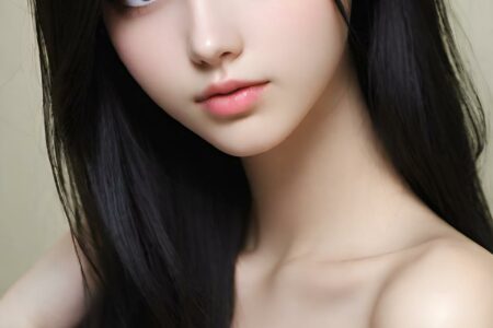 AI girl with black hair wallpaper