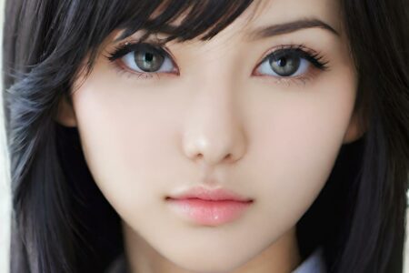 AI girl with black hair wallpaper