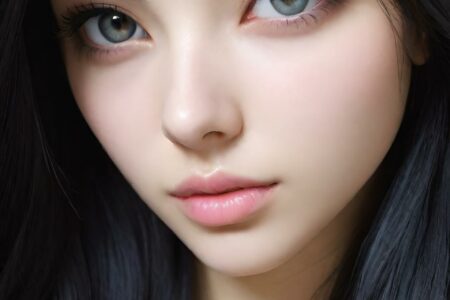 AI girl with black hair wallpaper