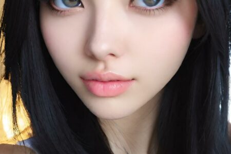 AI girl with black hair wallpaper