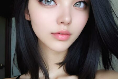 AI girl with black hair wallpaper