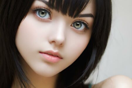AI girl with black hair wallpaper