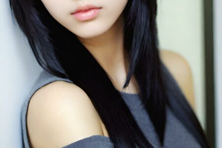 AI girl with black hair wallpaper