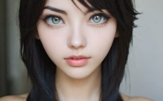 AI girl with black hair wallpaper