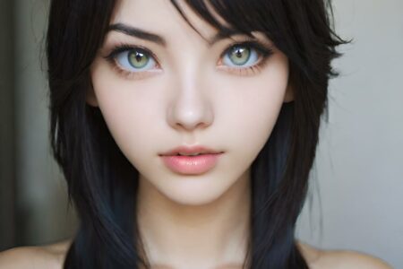 AI girl with black hair wallpaper