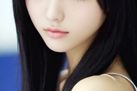 AI girl with black hair wallpaper