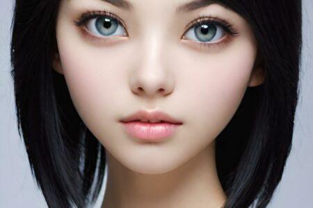 AI girl with black hair wallpaper