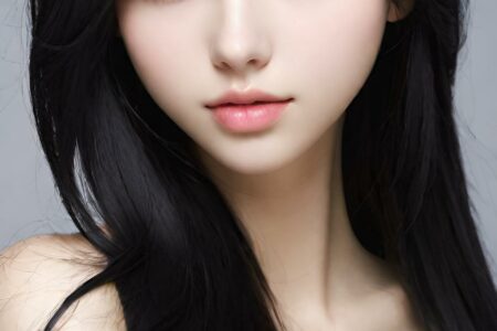 AI girl with black hair wallpaper