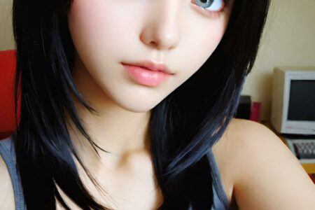 AI girl with black hair wallpaper