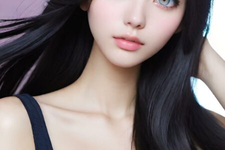 AI girl with black hair wallpaper