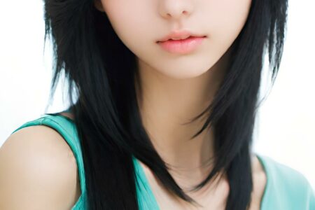AI girl with black hair wallpaper