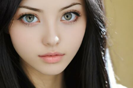 AI girl with black hair wallpaper
