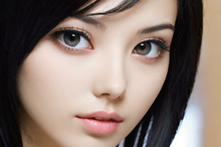 AI girl with black hair wallpaper