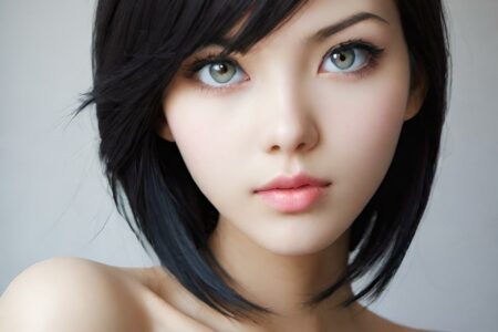 AI girl with black hair wallpaper