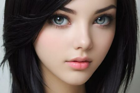 AI girl with black hair wallpaper