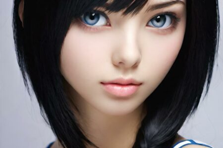 AI girl with black hair wallpaper