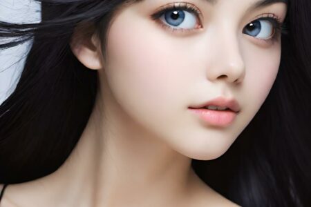 AI girl with black hair wallpaper
