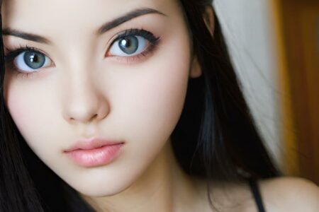 AI girl with black hair wallpaper