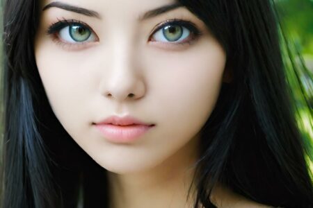 AI girl with black hair wallpaper