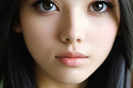 AI girl with black hair wallpaper