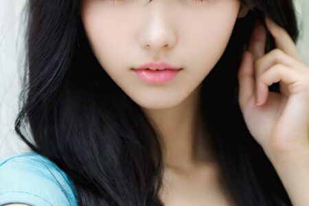 AI girl with black hair wallpaper