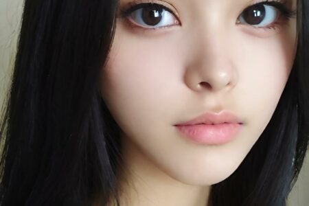 AI girl with black hair wallpaper