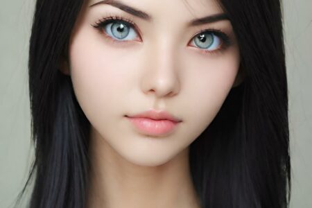 AI girl with black hair wallpaper