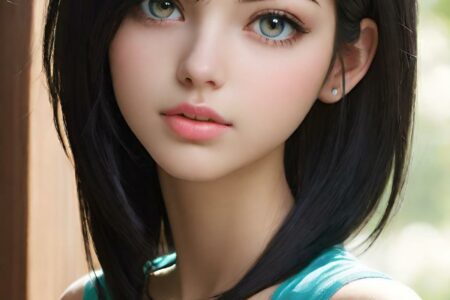 AI girl with black hair wallpaper
