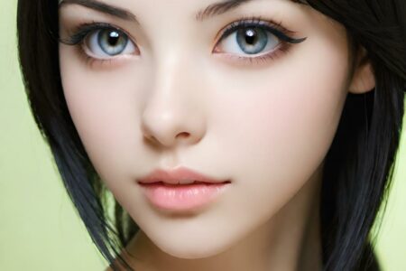 AI girl with black hair wallpaper