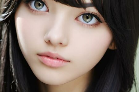 AI girl with black hair wallpaper