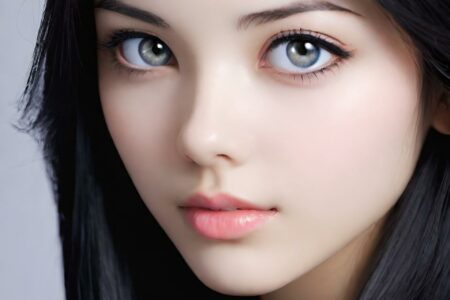 AI girl with black hair wallpaper