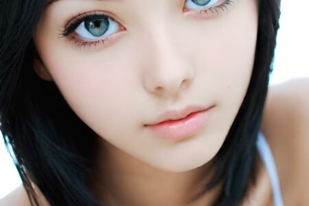 AI girl with black hair wallpaper