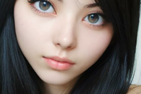 AI girl with black hair wallpaper